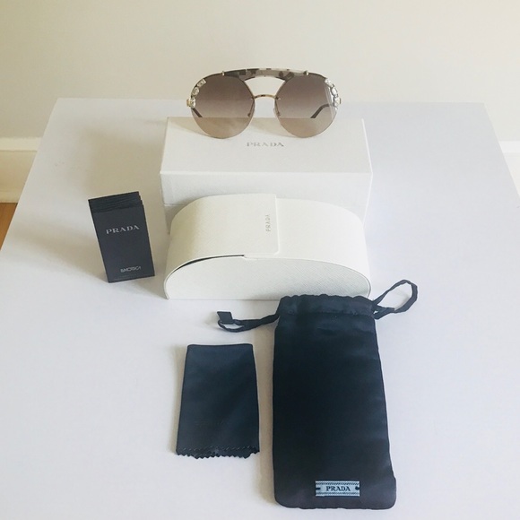 Authentic Prada Round Sunglasses PR 52US C3O3D0 3 - Picture 2 of 8